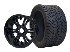 SGC 12" Vampire Glossy Black Wheel and 215/35-12 Low Profile Tire Combo