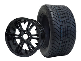 SGC 12" Vampire Glossy Black Wheel and 215/50-12 Comfort Ride Street Tire Combo