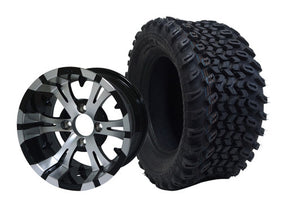 SGC 12"  Vampire Machined/Black Wheel - Aluminum Alloy  STEELENG 23"x10.5"-12" All Terrain Tire - SET of 4