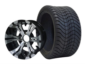 SGC 12" Vampire Machined Black Wheel and 215/35-12 Low Profile Tire Combo