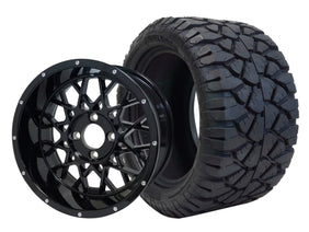 SGC 12" Venom Glossy Black Wheel and 22x10.5-12 STINGER All Terrain Tire Combo