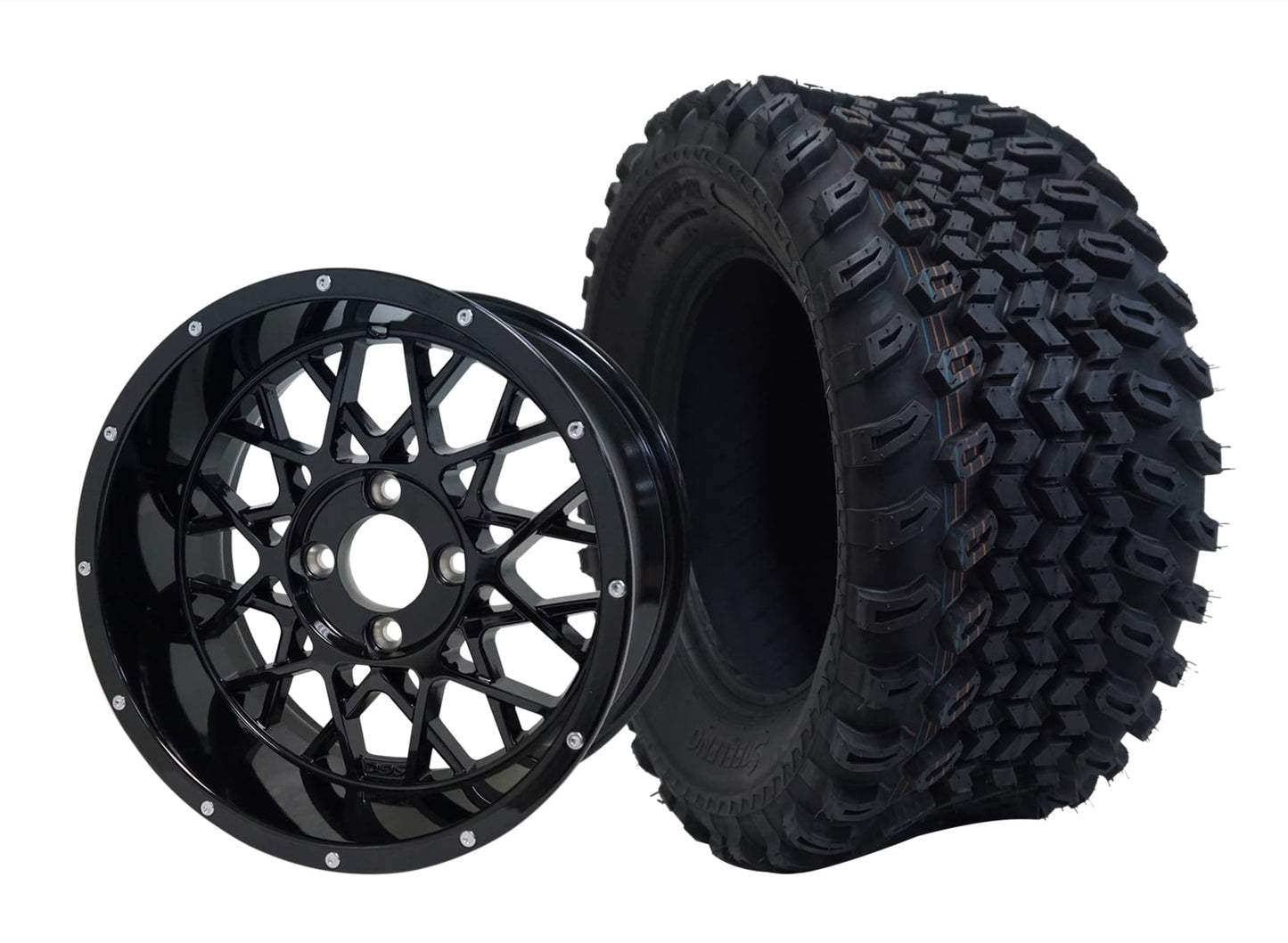 SGC 12" Venom Glossy Black Wheel and 23x10.5-12 All Terrain Tire Combo