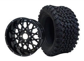 SGC 12" Venom Glossy Black Wheel and 23x10.5-12 All Terrain Tire Combo