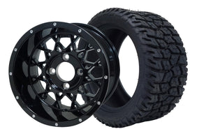 SGC 12" Venom Glossy Black Wheel and 215/40-12 GATOR Hybrid Low Profile All Terrain Tire Combo