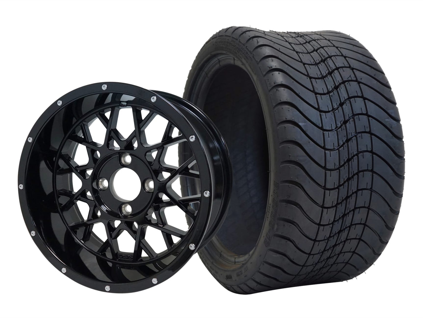 SGC 12" Venom Glossy Black Wheel and 215/35-12 Low Profile Tire Combo