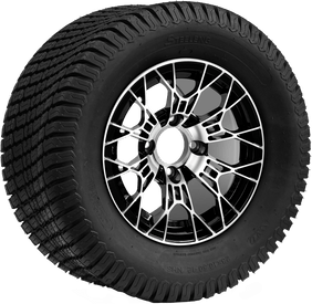 SGC 12" Tarantula Machined/Black Wheel and 23x10.5-12 Turf Tire Combo