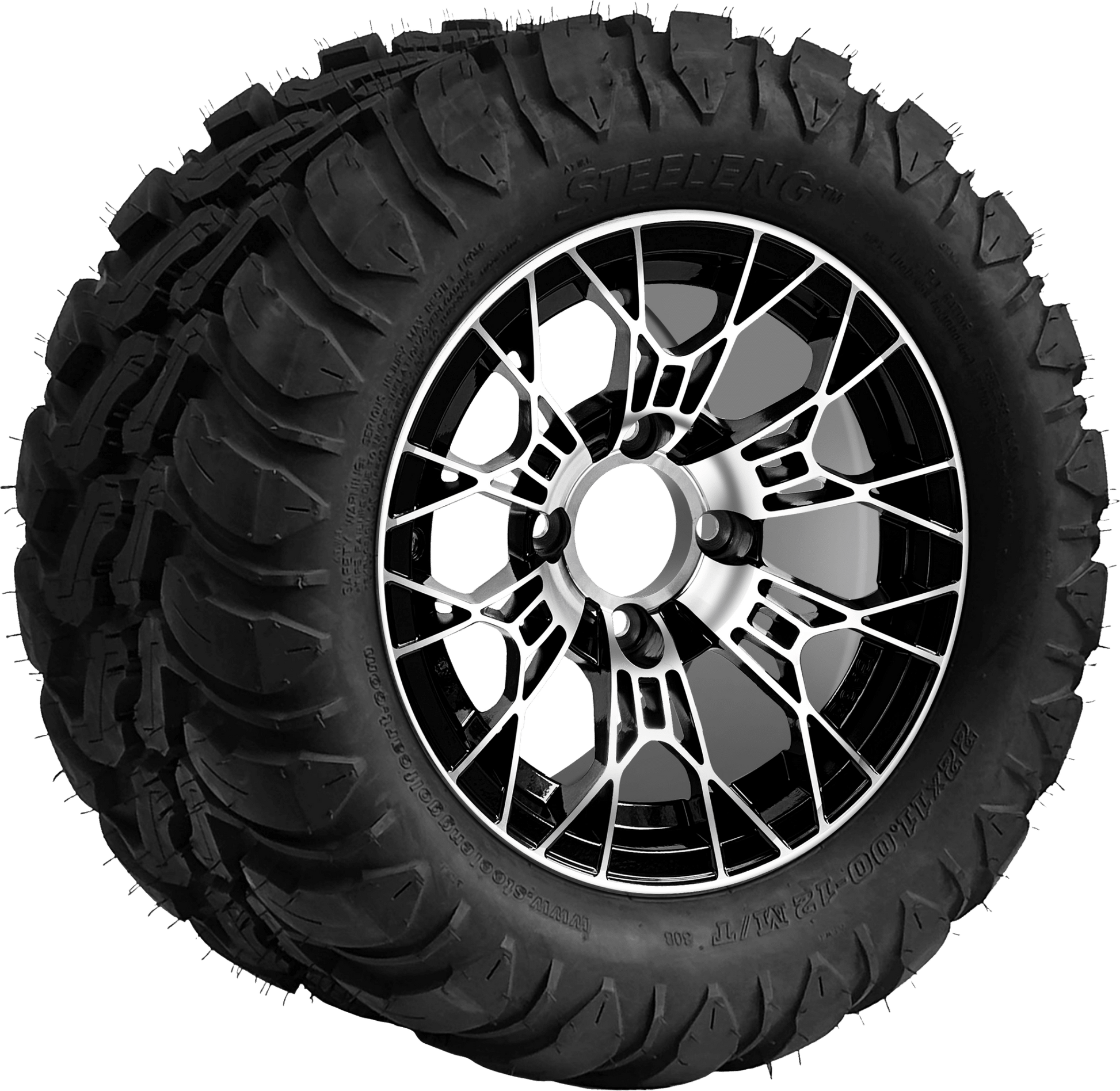 SGC 12" Tarantula Machined/Black Wheel and 22" Mud Terrain Tire Combo