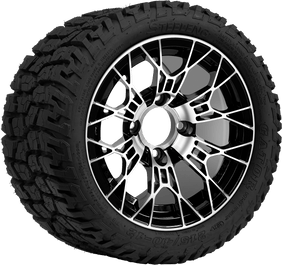 SGC 12" Tarantula Machined/Black Wheel and 215/40-12 GATOR Hybrid All Terrain Tire Combo