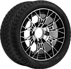SGC 12" Tarantula Machined/Black Wheel and 215/40-12 Low Profile DOT Tire Combo