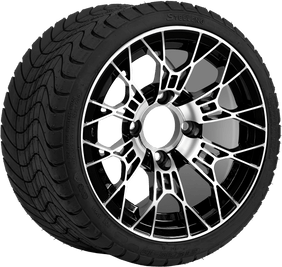 SGC 12" Tarantula Machined/Black Wheel and 215/35-12 Low Profile Tire Combo