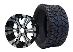 14" SGC Vampire Machined Black with 20x8.5-14 STINGER All-Terrain - Golf Cart Wheel & Tire Combo