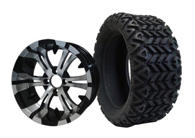 14" SGC Vampire Machined Black with 23x10-14 All-Terrain (DOT Approved) - Golf Cart Wheel & Tire Combo