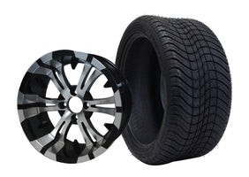 14" SGC Vampire Machined Black with 205/30-14 Low Profile - Golf Cart Wheel & Tire Combo