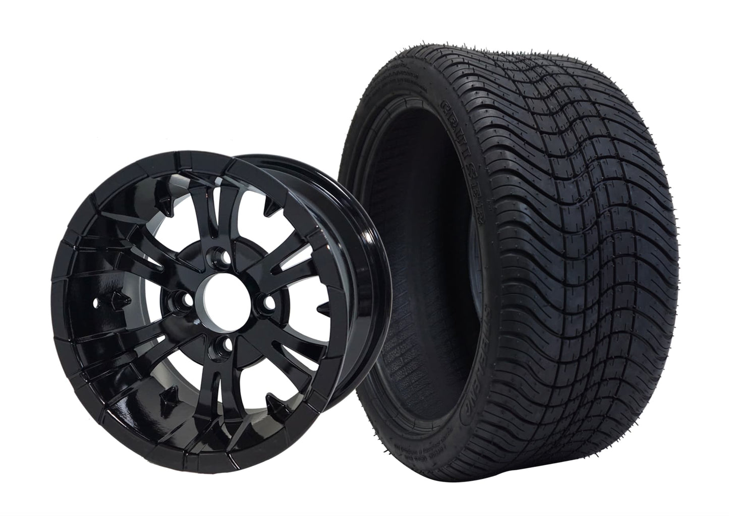 14" SGC Vampire Glossy Black with 205/30-14 Low Profile - Golf Cart Wheel & Tire Combo