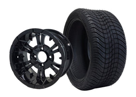 14" SGC Vampire Glossy Black with 205/30-14 Low Profile - Golf Cart Wheel & Tire Combo