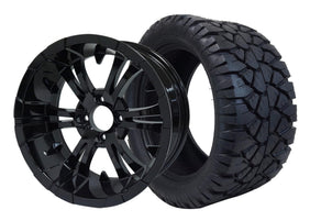 14" SGC Vampire Glossy Black with 23x10.5-14 STINGER All-Terrain - Golf Cart Wheel & Tire Combo
