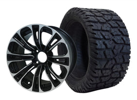 14" SGC Vector Machined Black with 22x10.5-14 GATOR All-Terrain - Golf Cart Wheel & Tire Combo