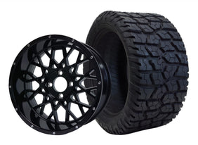 14" SGC Venom Glossy Black with 22x10.5-14 GATOR All-Terrain - Golf Cart Wheel & Tire Combo