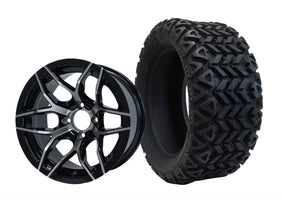 14" SGC Rally Machined Black with 23x10-14 All-Terrain (DOT Approved) - Golf Cart Wheel & Tire Combo