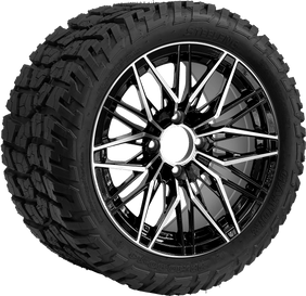 14" SGC Hornet Machined Black with 22x10.5-14 GATOR All-Terrain - Golf Cart Wheel & Tire Combo