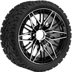 14" SGC Hornet Machined Black with 20x8.5-14 STINGER All-Terrain - Golf Cart Wheel & Tire Combo
