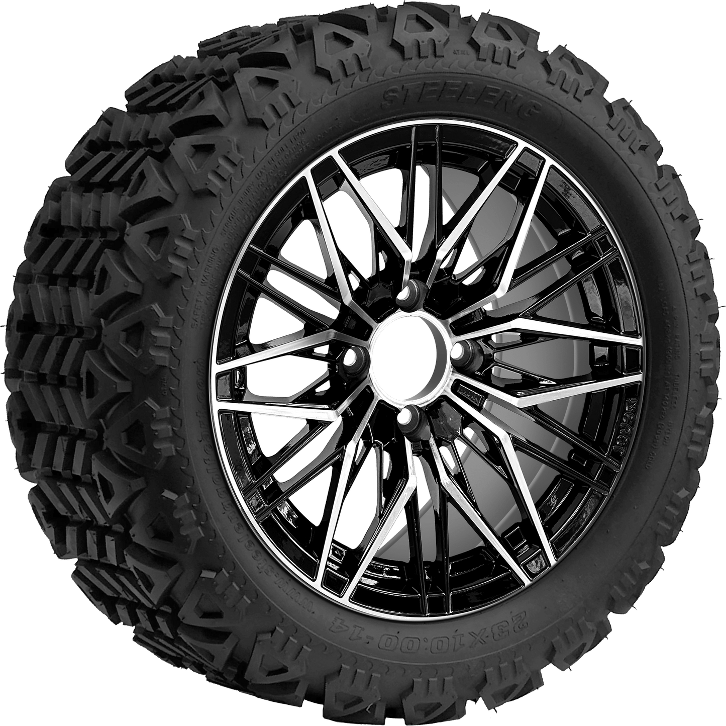 14" BEAST Hornet Machined Black with 23x10-14 All-Terrain (DOT Approved) - Golf Cart Wheel & Tire Combo