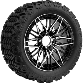 14" BEAST Hornet Machined Black with 23x10-14 All-Terrain (DOT Approved) - Golf Cart Wheel & Tire Combo