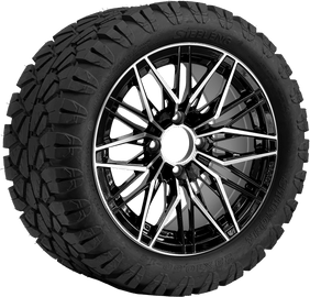 14" SGC Hornet Machined Black with 23x10.5-14 STINGER All-Terrain - Golf Cart Wheel & Tire Combo