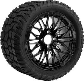 14" SGC Hornet Glossy Black with 22x10.5-14 GATOR All-Terrain - Golf Cart Wheel & Tire Combo