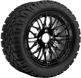 14" BEAST Hornet Glossy Black with 23x10.5-14 STINGER All-Terrain - Golf Cart Wheel & Tire Combo