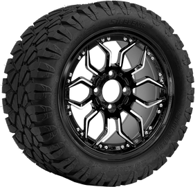 14" BEAST Scorpion Machined Black with 23x10.5-14 STINGER All-Terrain - Golf Cart Wheel & Tire Combo