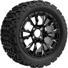 14" BEAST Goblin Machined Black with 23x10-14 All-Terrain (DOT Approved) - Golf Cart Wheel & Tire Combo