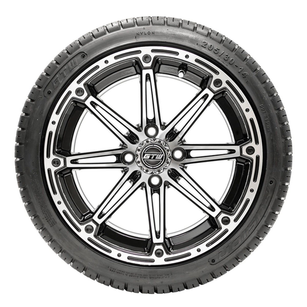 14” GTW Element Black and Machined Wheels with 18” Fusion Street Tires – Set of 4