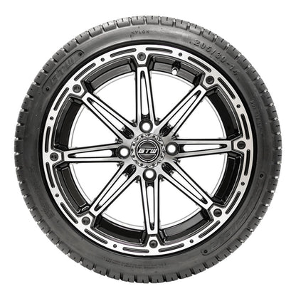 14” GTW Element Black and Machined Wheels with 18” Fusion Street Tires – Set of 4