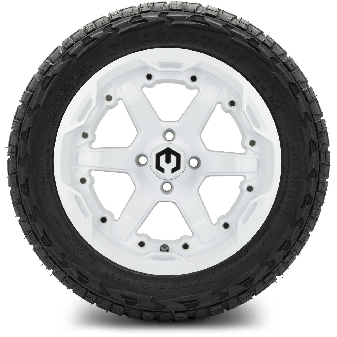 14" MODZ Gladiator Glossy White - Tire and Wheel Combo