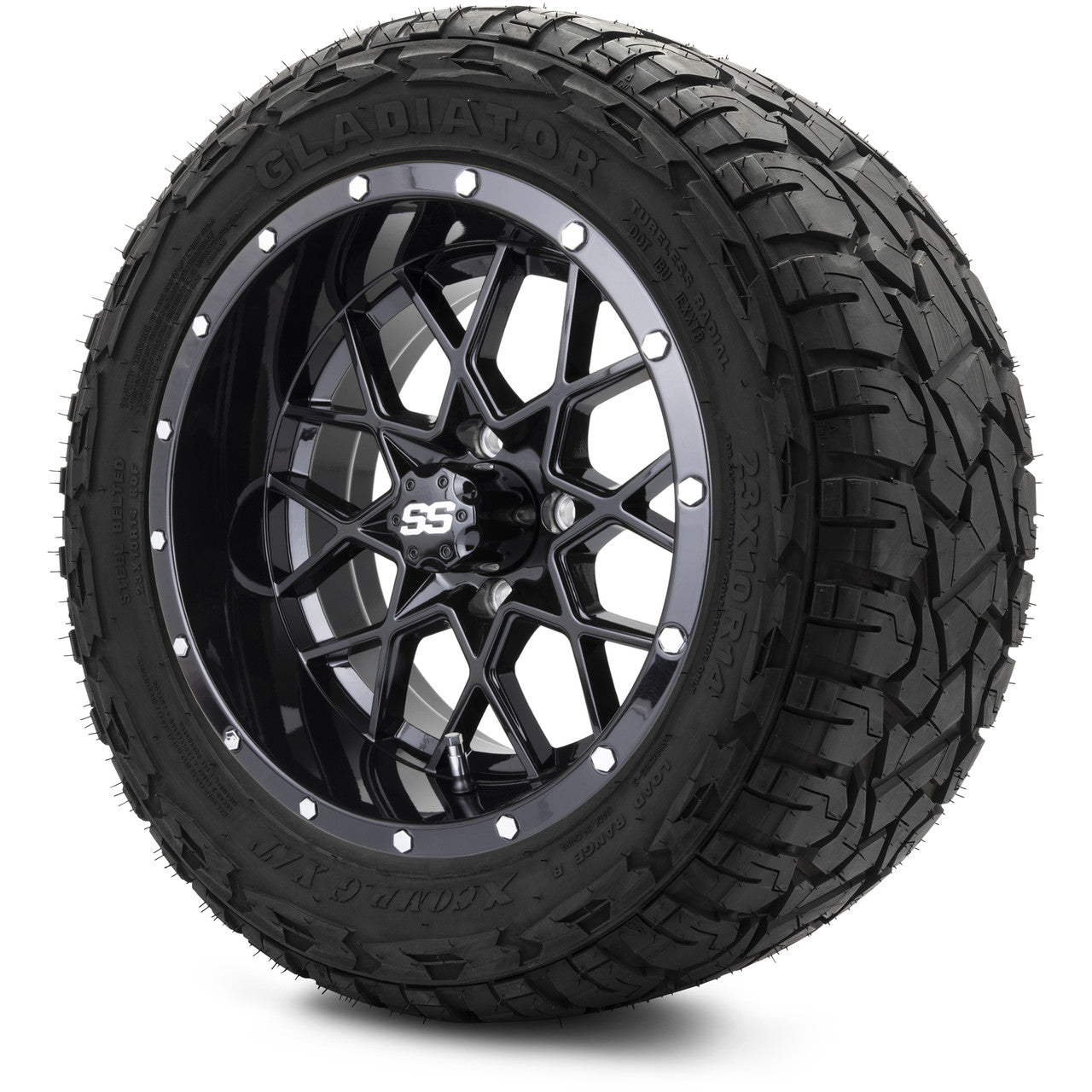 14" MODZ Vortex Glossy Black - Tire and Wheel Combo