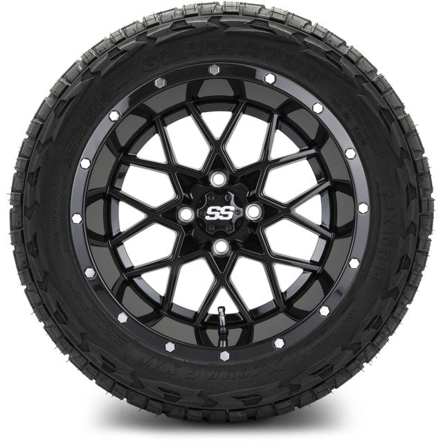 14" MODZ Vortex Glossy Black - Tire and Wheel Combo