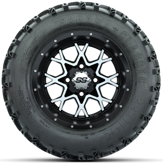 Set of (4) 12 in GTW Vortex Wheels with 22x11-12 Sahara Classic All-Terrain Tires