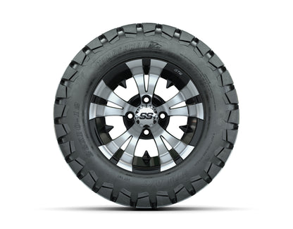 12” GTW Vampire Black and Machined Wheels with 22” Timberwolf Mud Tires – Set of 4