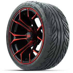 Set of (4) 15" GTW Spyder Red/Black Wheels with 215/40-R15 Fusion GTR Street Tires