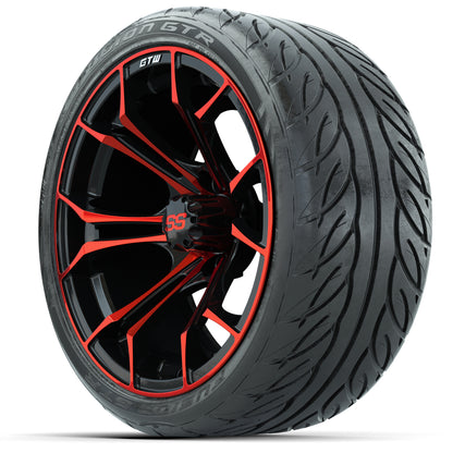 Set of (4) 15″ GTW Spyder Red/Black Wheels with 215/40-R15 Fusion GTR Street Tires