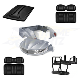 Yamaha Drive2 Phoenix 5pc Upgrade Kit:
Body Kit - Silver, Extreme Seat -Black/Black, 80" Top - Black, Rear Seat Kit - Max5 (without cupholder)