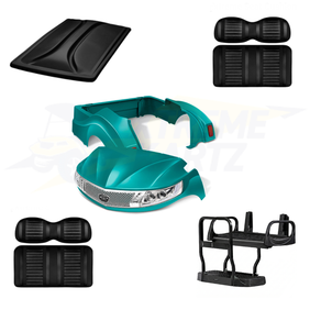 Yamaha Drive2 Phoenix 5pc Upgrade Kit:
Body Kit - Teal, Extreme Seat -Black/Black, 80" Top - Black, Rear Seat Kit - Max5 (without cupholder)