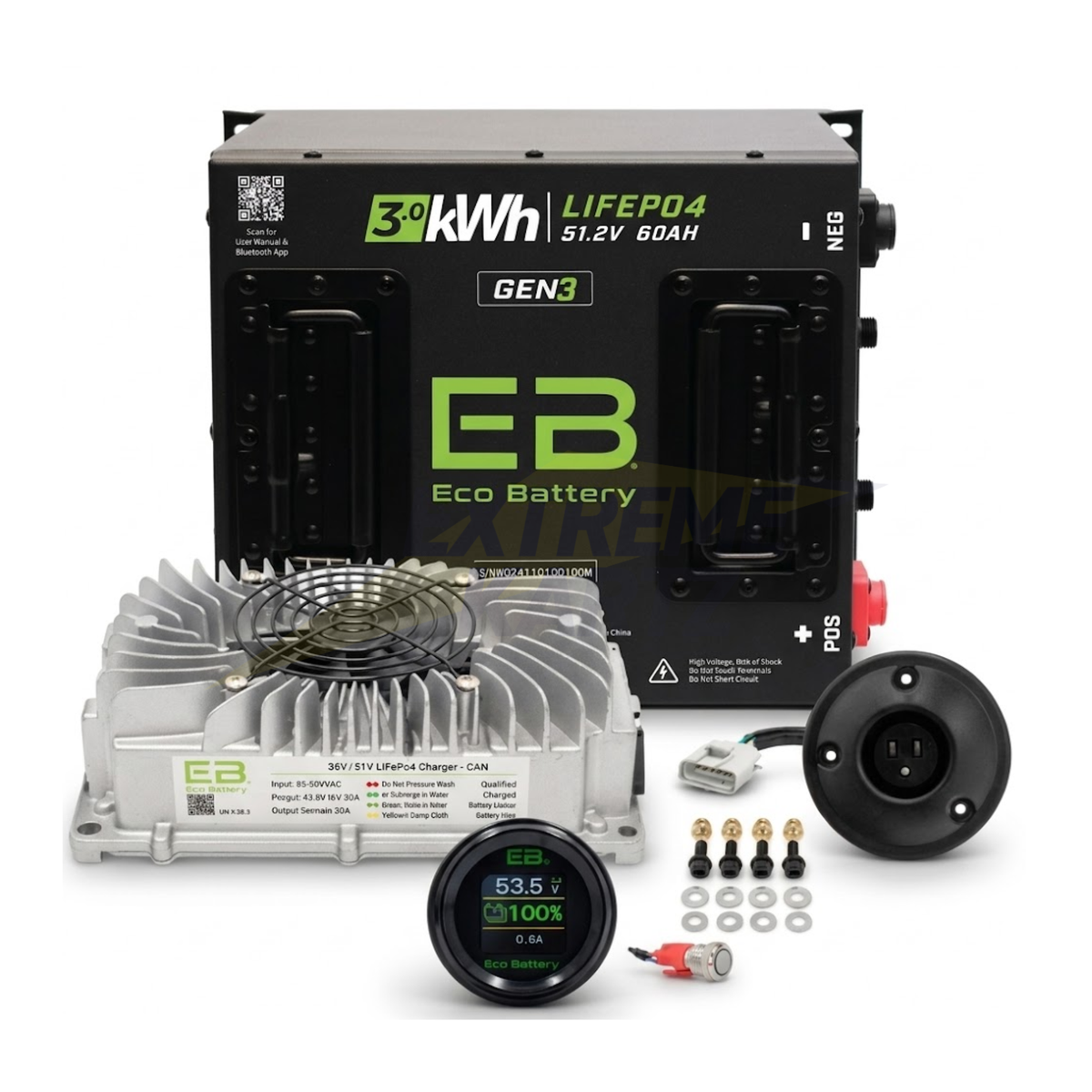 Eco Battery 48V 60Ah Lithium Bundle Kit