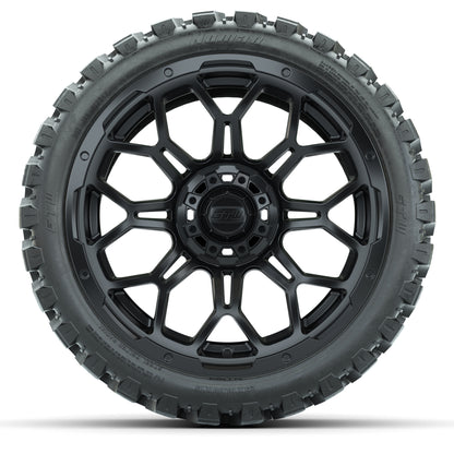 Set of (4) 15″ GTW Bravo Matte Black Wheels with 23x10-R15 Nomad All-Terrain Tires