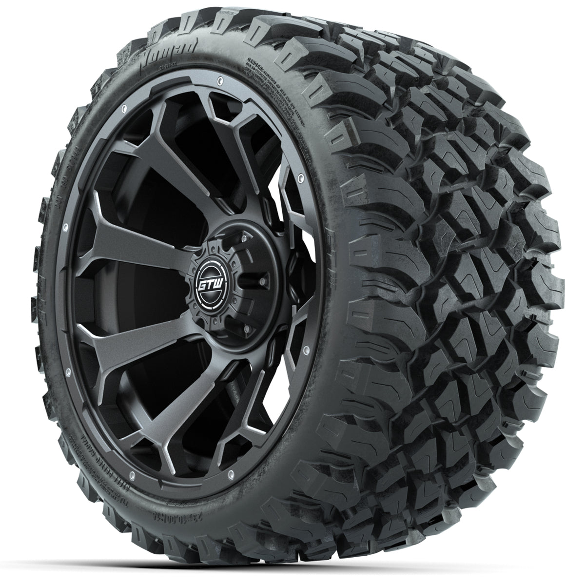 Set of (4) 15? GTW Raven Matte Gray Wheels with 23x10-R15 Nomad All-Terrain Tires