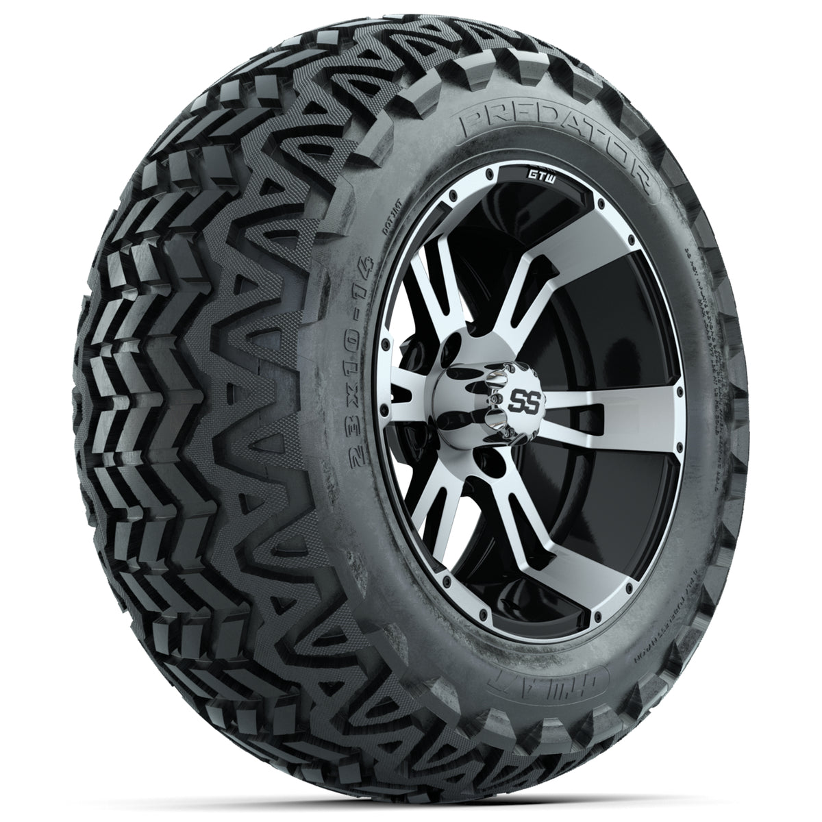 Set of (4) 14 in GTW Yellow Jacket Wheels with 23x10-14 GTW Predator All-Terrain Tires