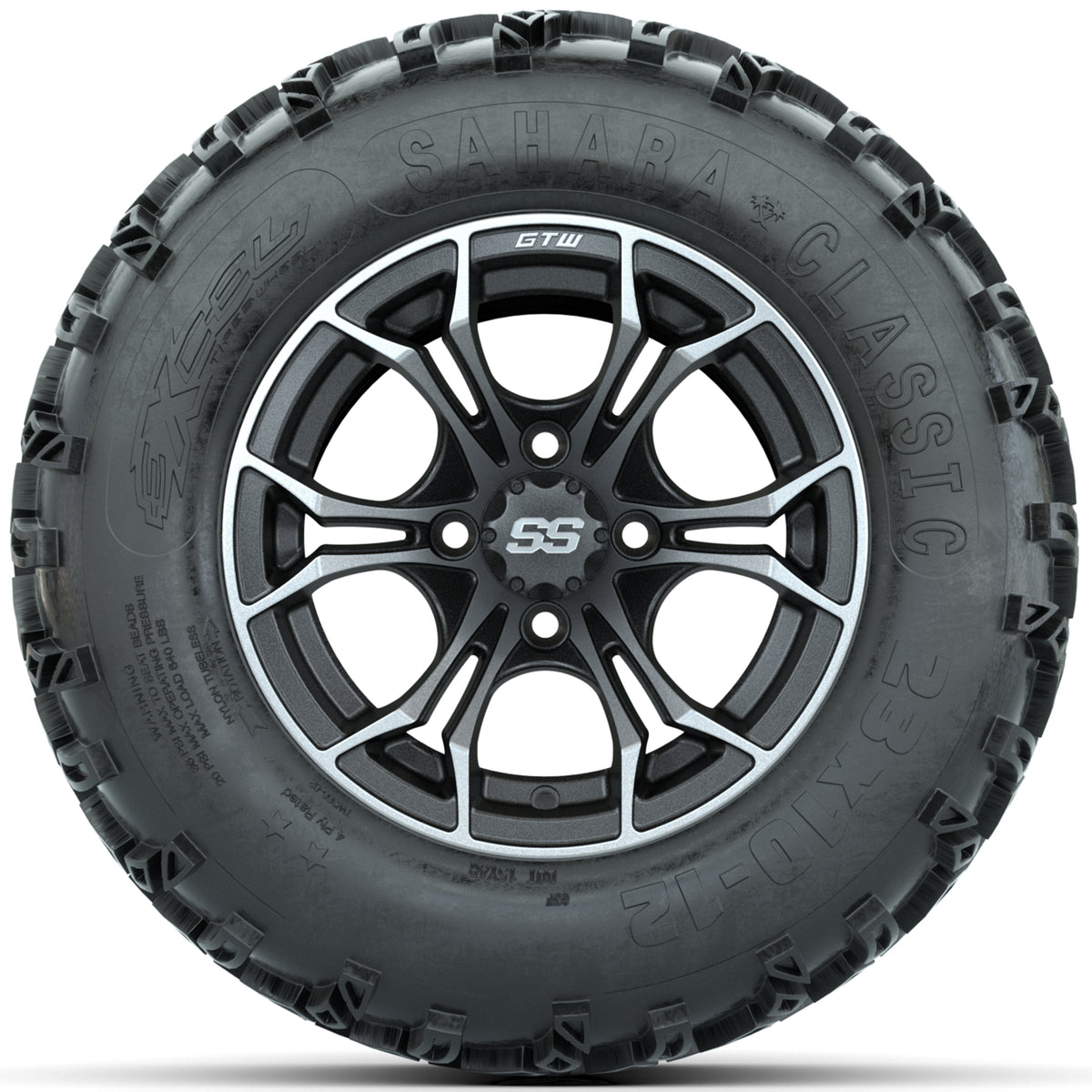 Set of (4) 12 in GTW Spyder Wheels with 23x10-12 Sahara Classic All-Terrain Tires