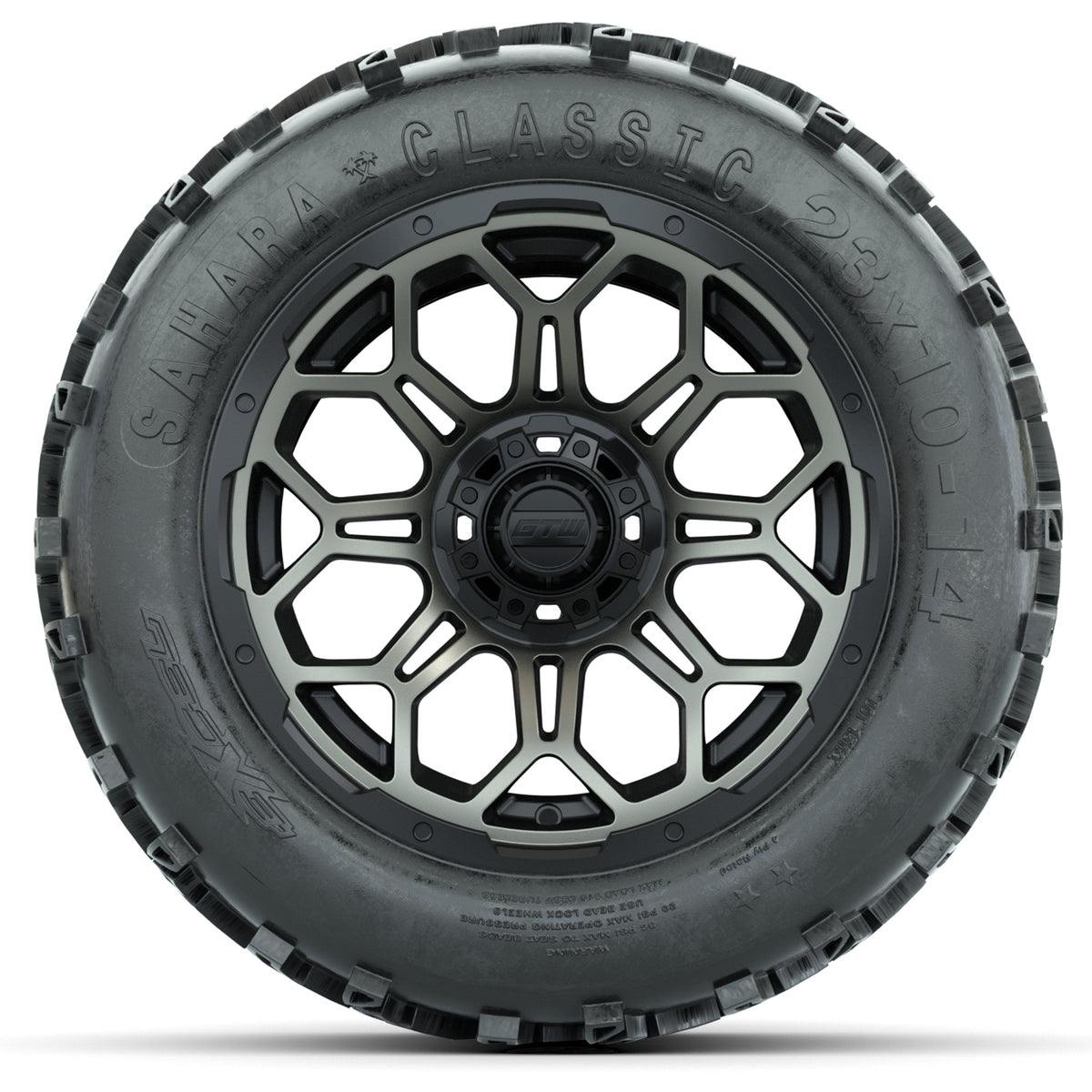 Set of (4) 14 in GTW Bravo Wheels with 23x10-14 Sahara Classic All-Terrain Tires