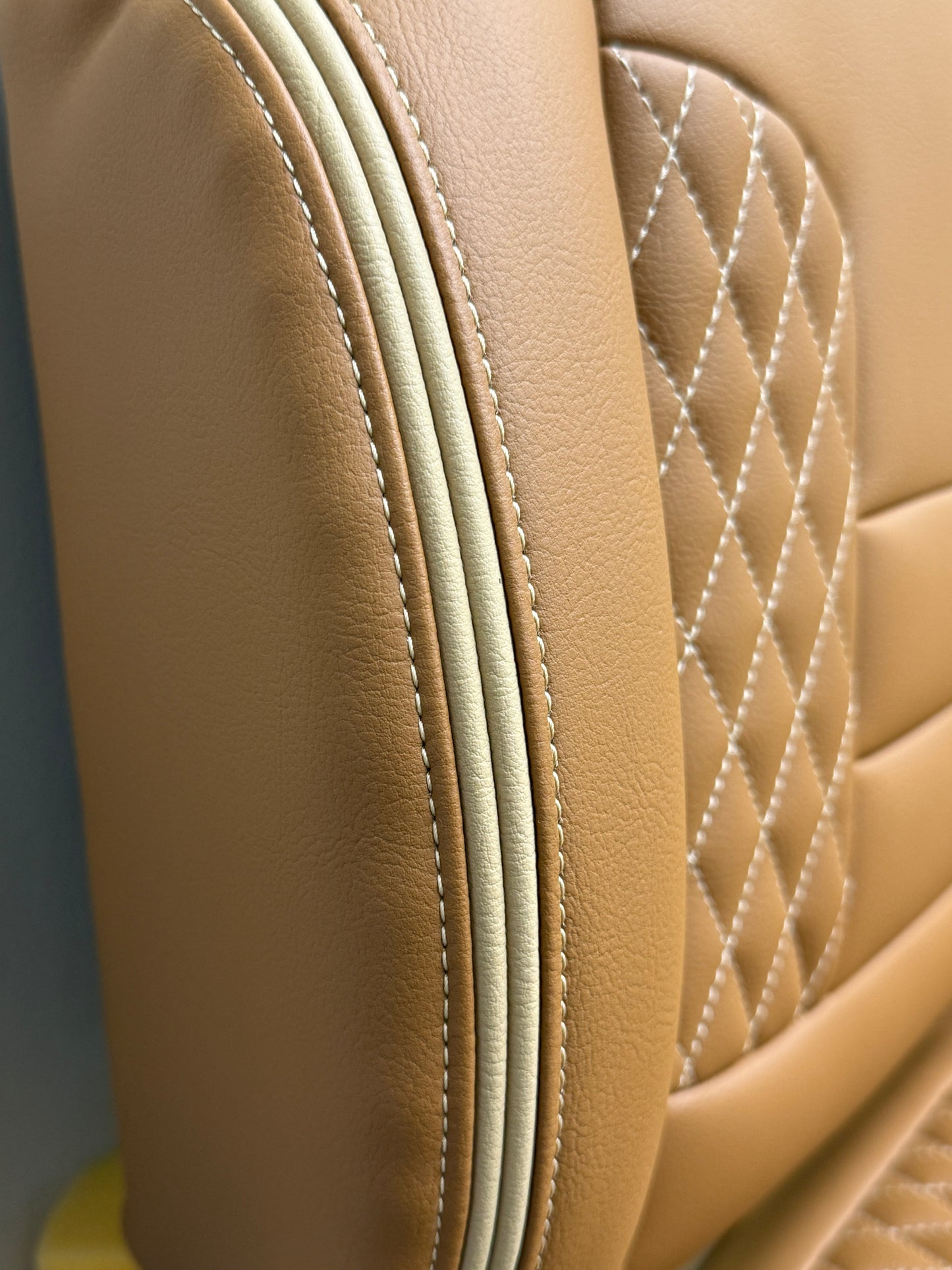 TruTemp Cognac Mariner Dream high back golf cart seat color option Double Piping